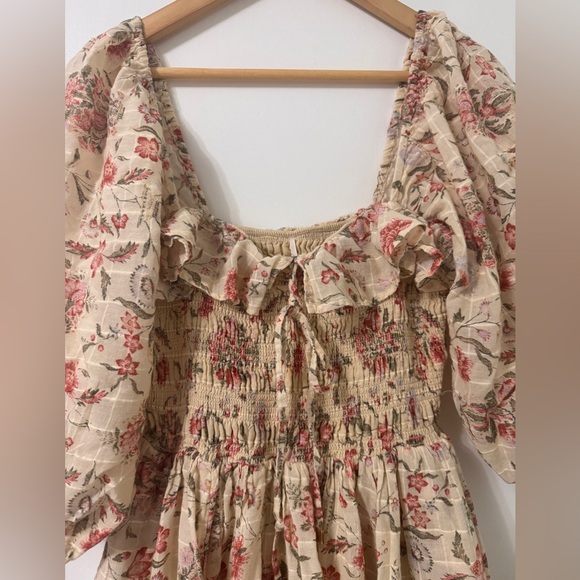 Free People Ethereal Oasis Midi Dress Ivory Floral Cottagecore Smocked Tiered S - Picture 6 of 6